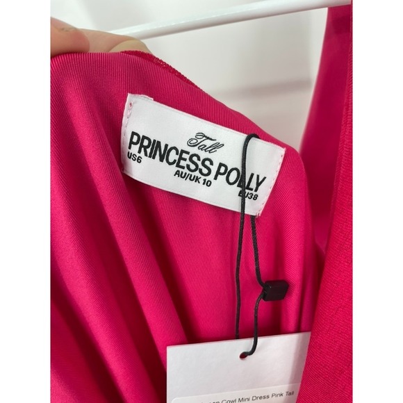 Princess Polly Killer Queen Mini Dress Womens 6 Tall Pink Cowl Neck Cocktail NWT - Picture 8 of 11